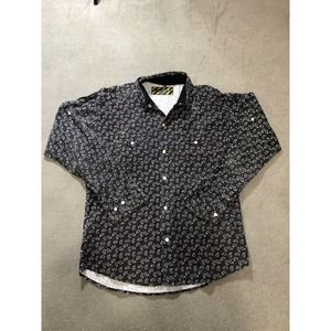 California Mens Shirt Small Paisley Pearl Snap Western Sawtooth Pocket